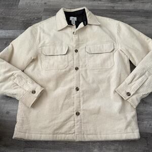H&M Loose Fit Corduroy Jacket Mens Sz Medium Cream Beige Quilt-Lined Button Up